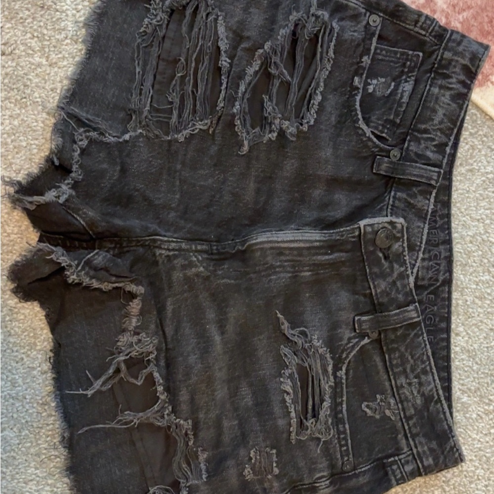 American Eagle Outfitters Black Distressed Jean Shorts